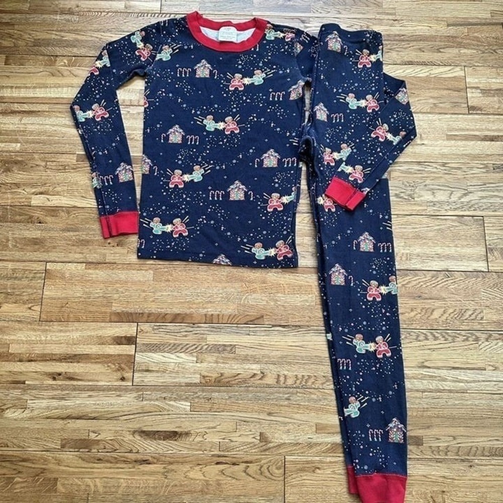 Hanna Andersson‎ Karate Gingerbread Christmas Long John Pajamas Size 14